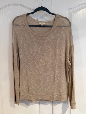 Soft Joie Beige Scoop Neck Lightweight Knit Sweater